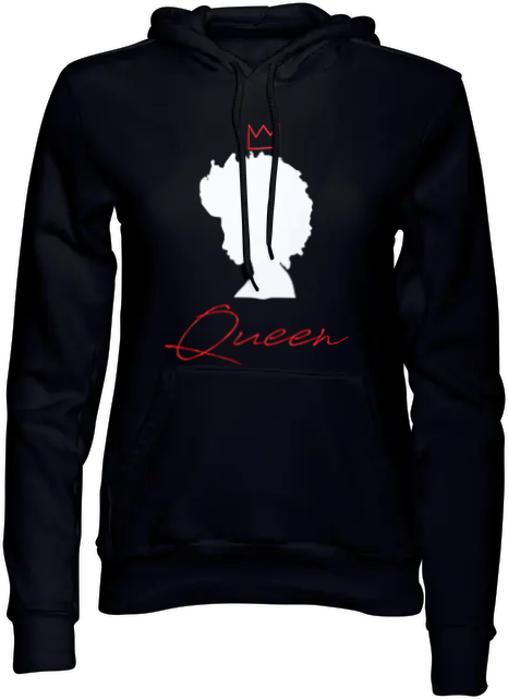 Women's "Afro Queen Hoodie White Logo Red Crown" Hoodie Fit for a Queen