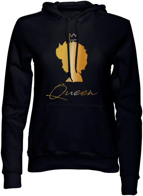 Women's "Afro Queen Hoodie" Black with Gold Hoodie fit for a Queen